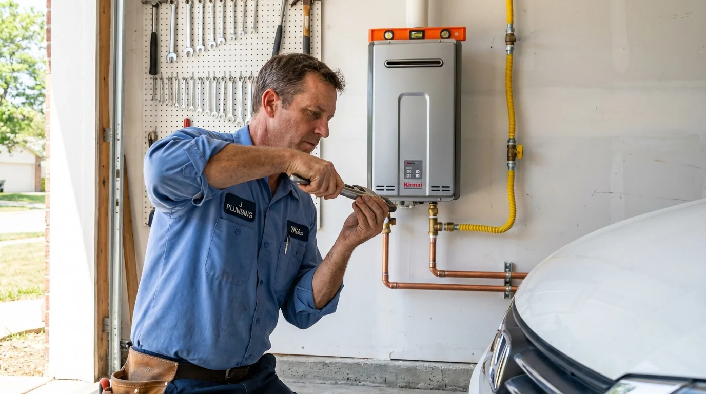 Tankless water heater installation by a Johns Plumbing LLC plumber in Poland
